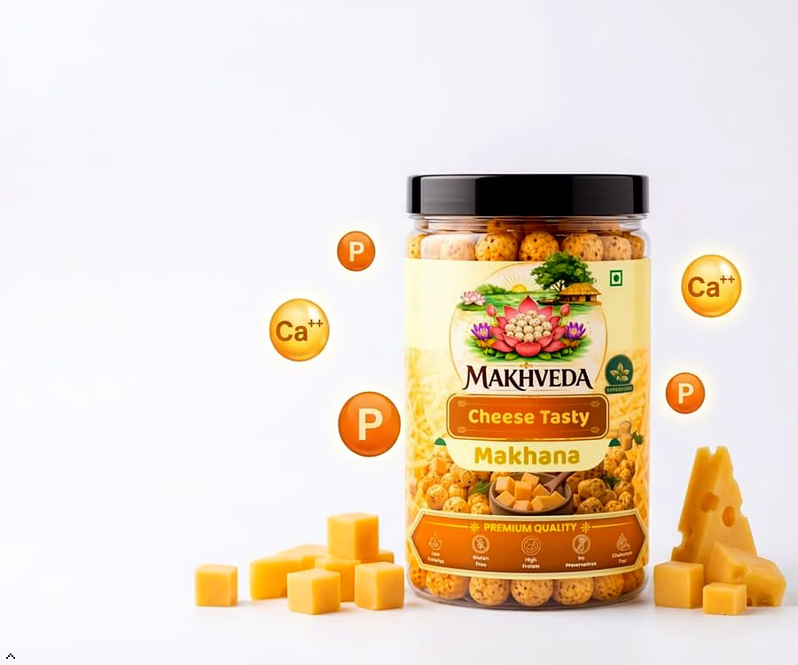 Makhveda Tasty Cheese Makhana | Roasted Fox Nuts | Popped Lotus Seeds image 3