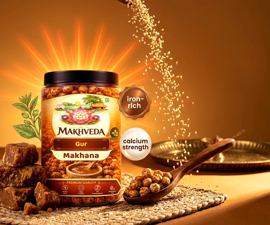 Makhveda Til Gur Makhana | Roasted Fox Nuts | Popped Lotus Seeds | Healthy Snack image 4