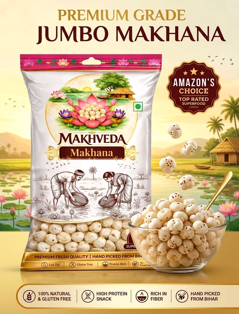 Makhveda Premium Makhana – Healthy & Crunchy Snack | Mix Suta | Super Seed image 4