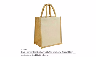 Laminated Cotton Bags with Natural Jute Gusset