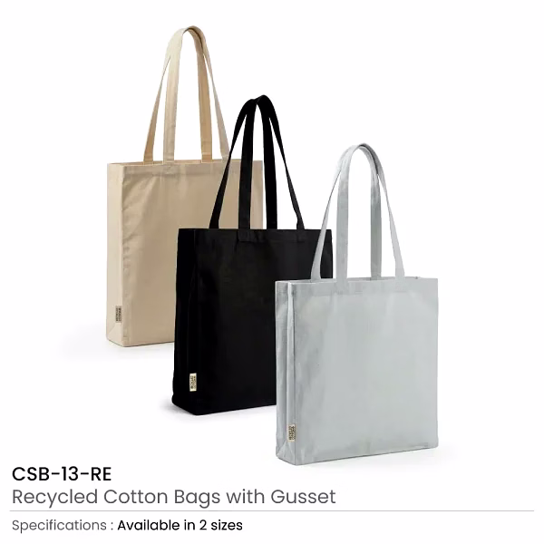 recycled cotton tote bags with gusset