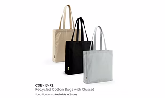 Recycled Cotton Tote Bags with Gusset