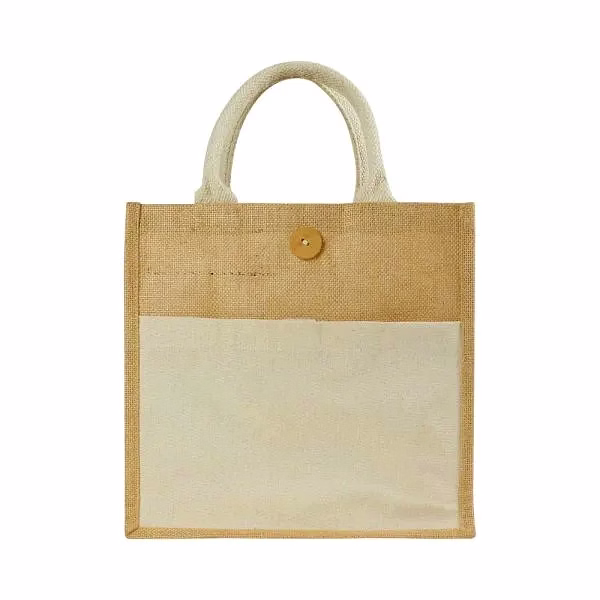 Jute Bags with Cotton Pocket and Handle image 1