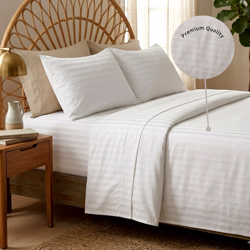 100% Cotton White Bedsheet for Hotels, Hospitals & Institutional Use image 2