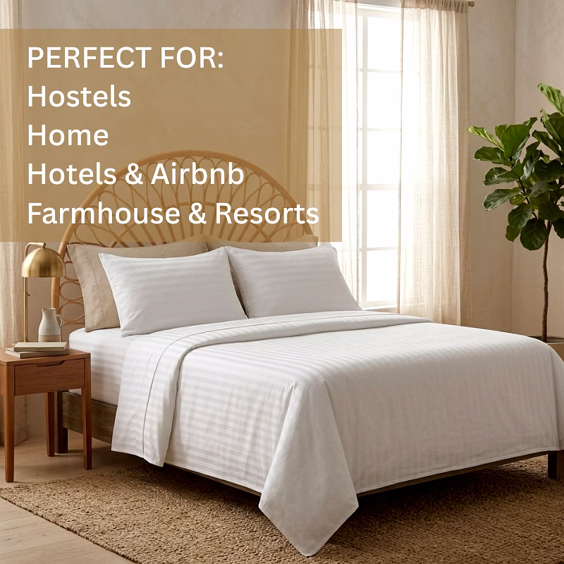 100% Cotton White Bedsheet for Hotels, Hospitals & Institutional Use image 3
