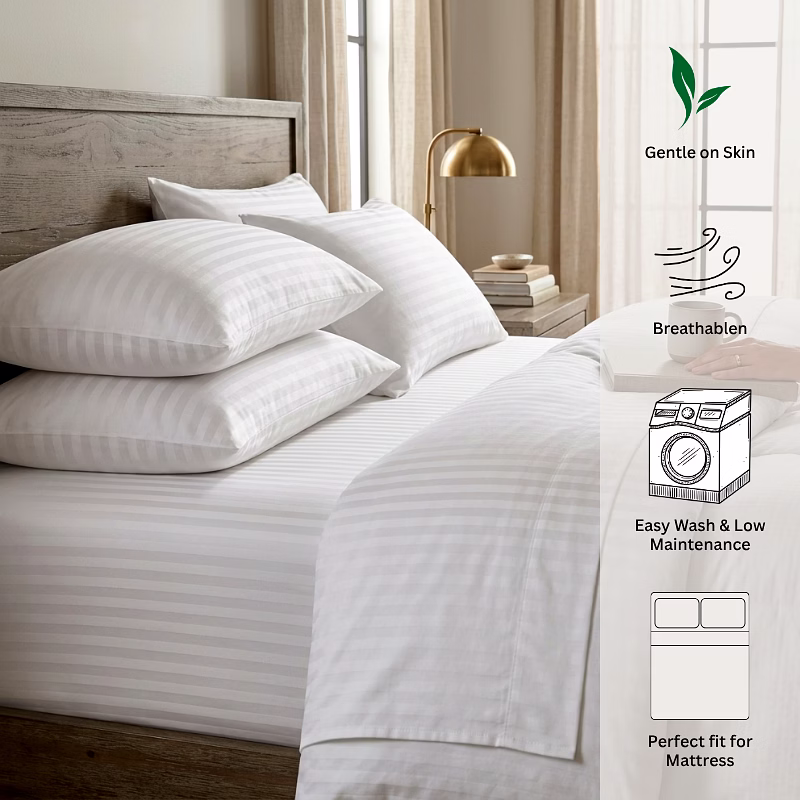 100% Cotton White Bedsheet for Hotels, Hospitals & Institutional Use image 6