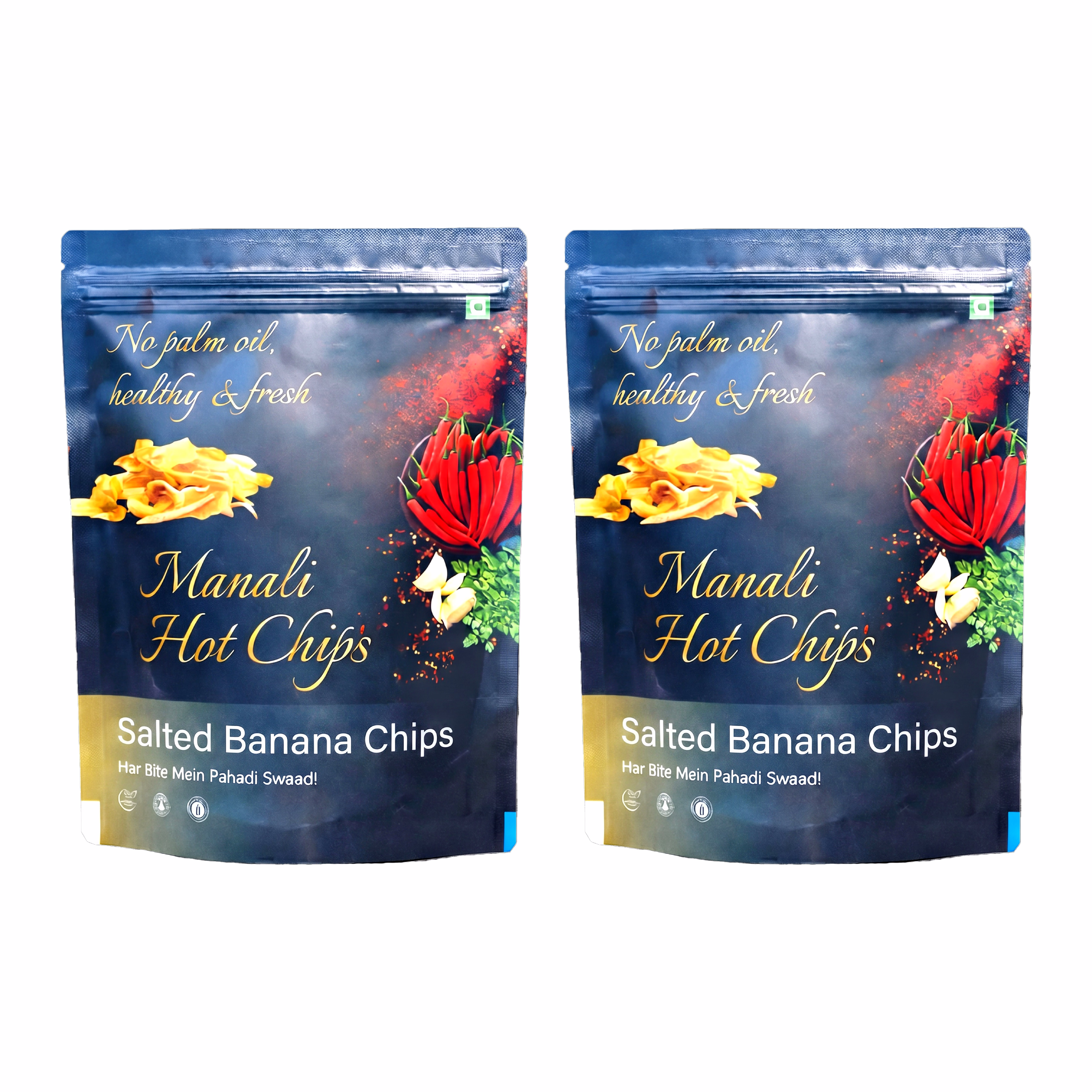 Manali Hot Chips Organic Himalayan Salted Banana Flavor 55g | Farm Fresh Thin & Crunchy Crispy Snack | No Palm Oil (Pack of 2) image 1