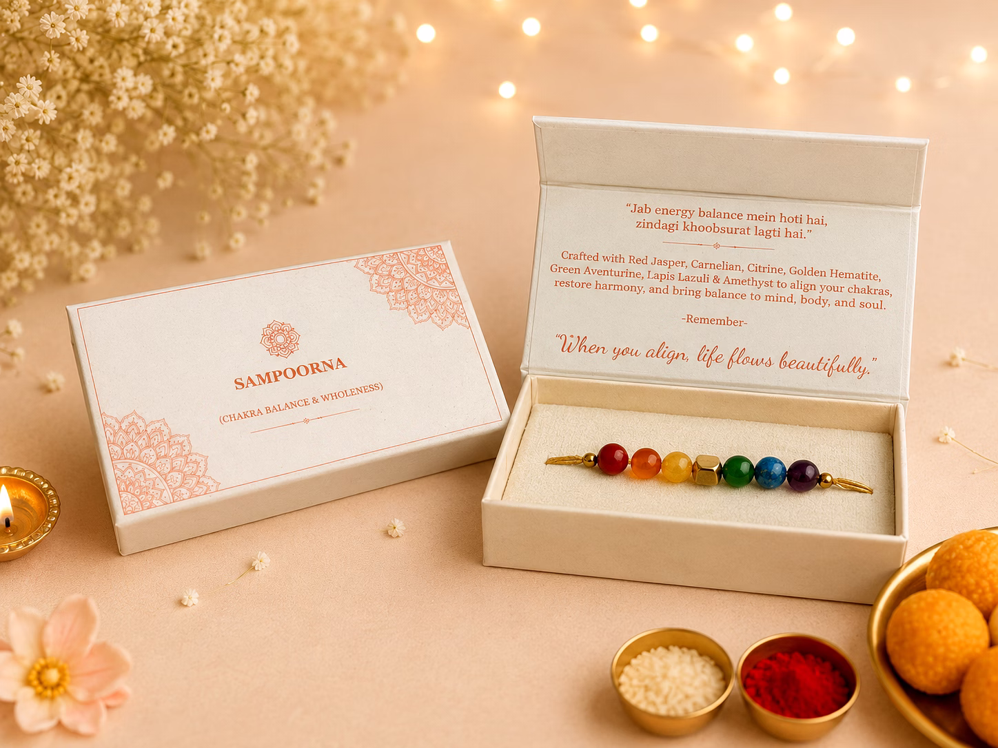 gemstone/crystal rakhi|100% authentic gem stones| 7 chakra balancing bracelet|designer rakhi