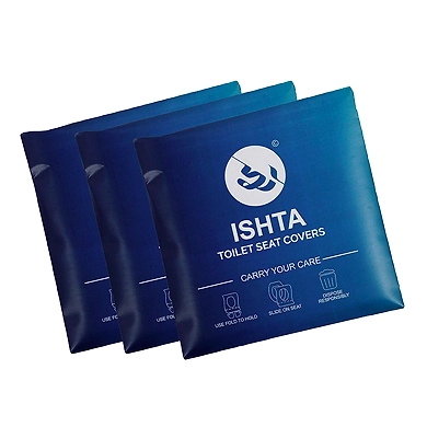 Pack of 3 ISHTA Disposable Waterproof Premium Recyclable Soft Toilet Seat Covers (15 Pcs)-ISH-03