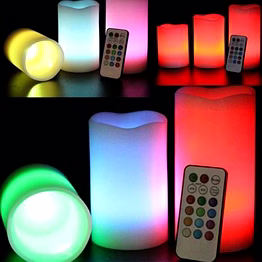 total gift solutions color changing candles with remote control (3 pc set)