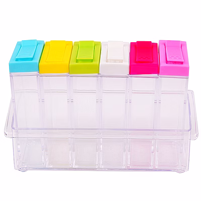 total gift solutions spice jar with colourful lids (6pc set)