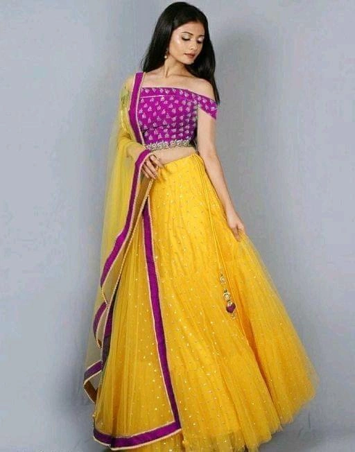 Pretty Embroidered Net Lehenga-17439858