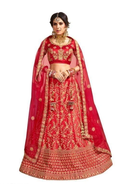 Ethnic Satin Silk Embroidered Lehenga-2532241