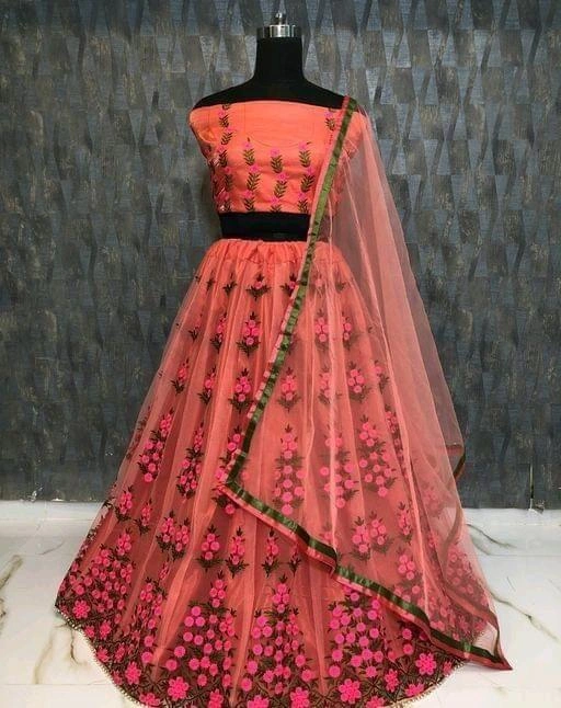 Fabulous Embroidered Soft Net Lehenga-3597992