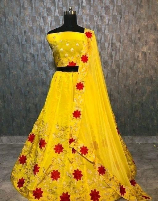 Stylish Taffeta Silk Embroidered Lehenga-3295644