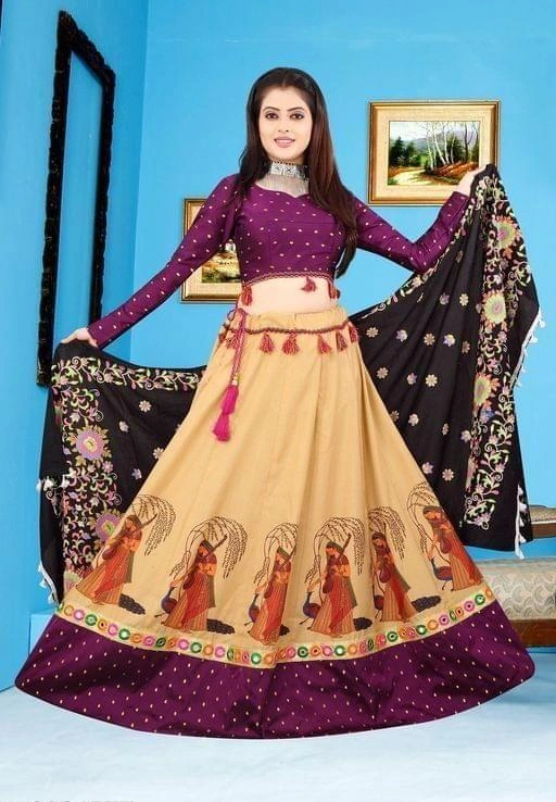 Partywear Slub Rayon Lehenga-2931577