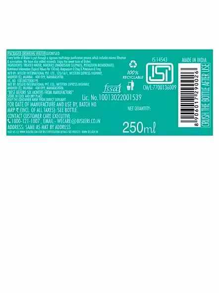Bisleri Mineral Water Bottle (250 Ml)-1