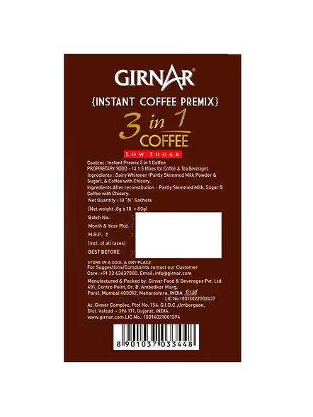 Girnar 3 In 1 Coffee Instant Premix (10 Pcs)-1
