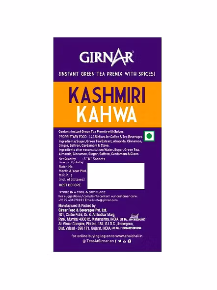 Girnar Kashmiri Kahwa Green Tea Instant Premix (5 Pcs)-1