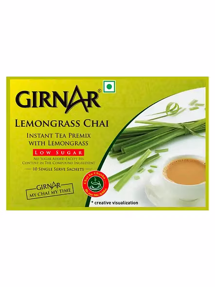 Girnar Low Sugar Lemon Grass Chai Instant Premix (10 Pcs)-2