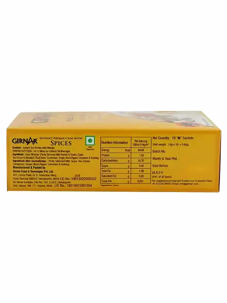 Girnar Low Sugar Masala Chai Instant Premix (10 Pcs)-2