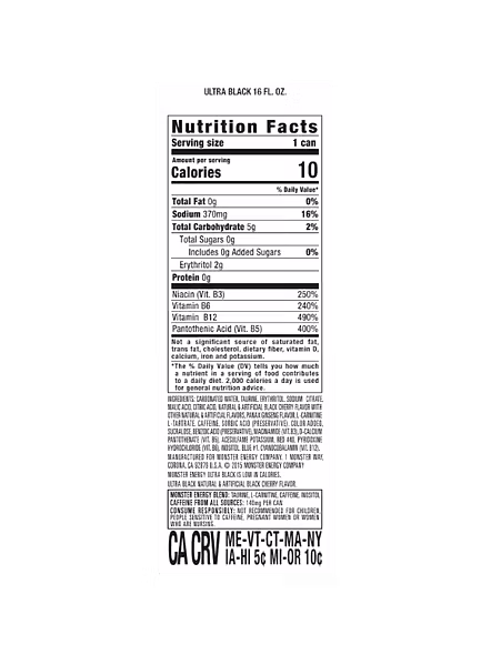 Monster Bltra Black Energy Drinks Sugar Free (473 Ml)-1