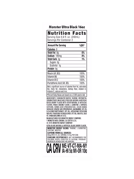 Monster Bltra Black Energy Drinks Sugar Free (473 Ml)-3
