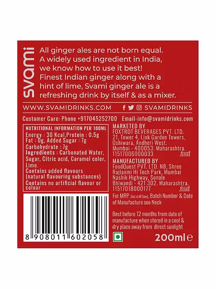 Svami Ginger Ale Tonic Water (200 Ml)-2