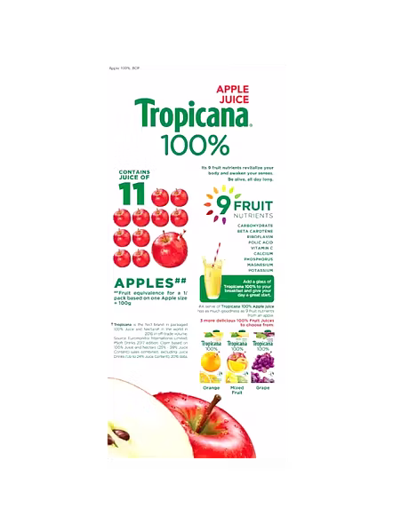 Tropicana Apple 100% Fruit Juice (1 Lt)-1