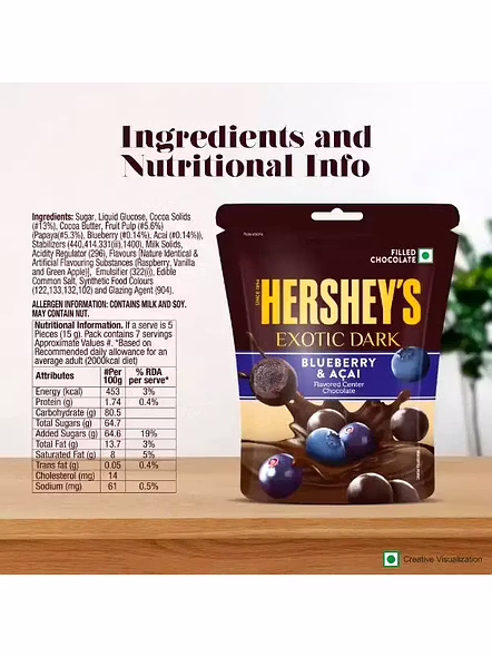 Hersheys Exotic Dark Blueberry Acai Chocolate Pouch (33 G)-3