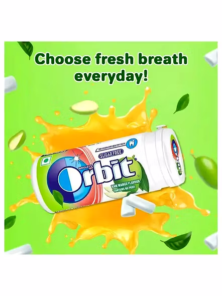 Orbiti Raw Mango Flavour Sugar Free Chewing Gum (22 G)-1