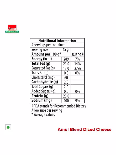 Amul Cheese Diced Cheddar Pouch (200 G)-1