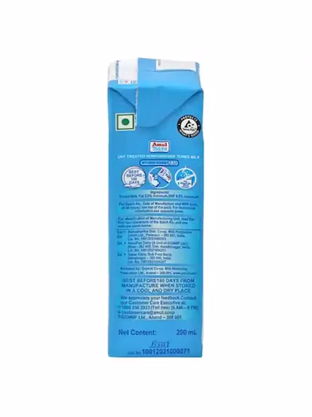 Amul Milk Taaza Double Toned Tatra Pack (200 Ml)-1