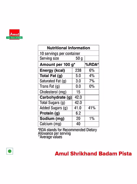 Amul Shrikhand Badam/Pista (500 G)-3