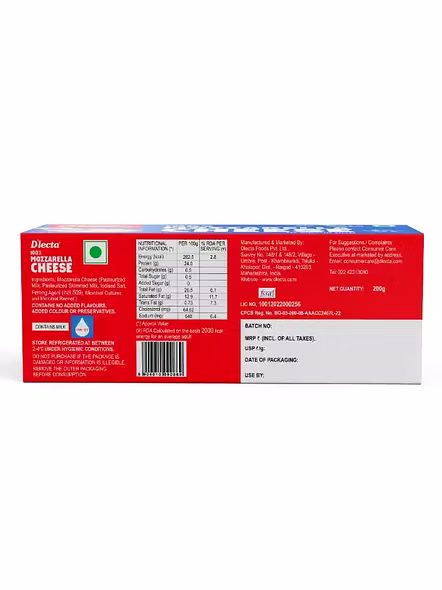 Dlecta Mozzarella Cheese Block (200 G)-1