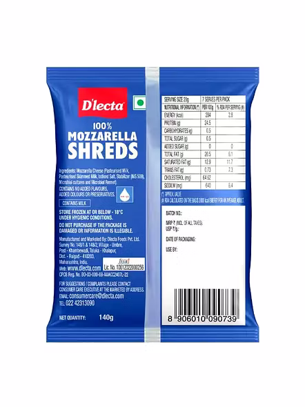 Dlecta Mozzarella Cheese Shredded (140 G)-1