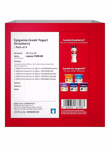 Epigamia Greek Yogurt Strawberry (85 G)-2