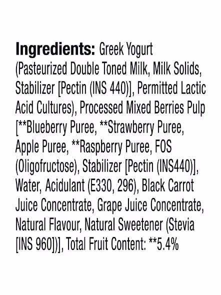 Epigamia Sugar Free Greek Yogurt Mixed Berry (110 G)-3