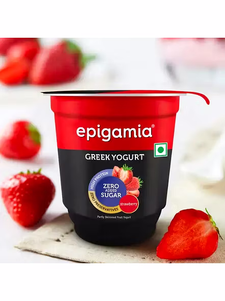 Epigamia Sugar Free Greek Yogurt Strawbery (110 G)-1