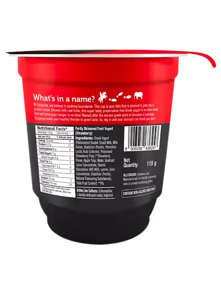 Epigamia Sugar Free Greek Yogurt Strawbery (110 G)-2