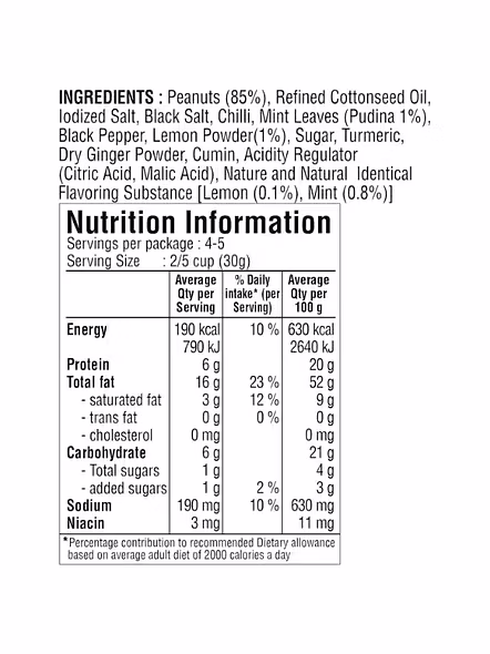 Jabson Roasted Peanut Nimboo Pudina (140 G)-1