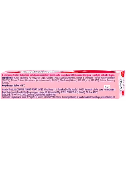 London Dairy Ice Cream Sorbet Raspberry Sticks (110 Ml)-3