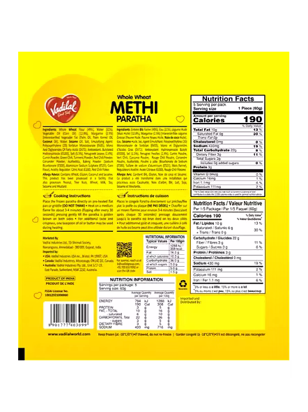 Vadilal Paratha Methi (4 Pcs)-1