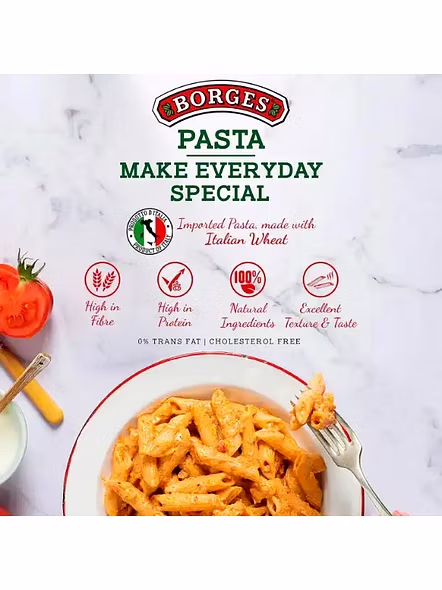 Borges Pasta Penne Rigate Whole Wheat (500 G)-3