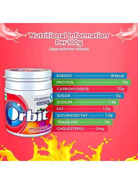 Orbit Mixed Fruit Gum Sugar Free (66 G)-1
