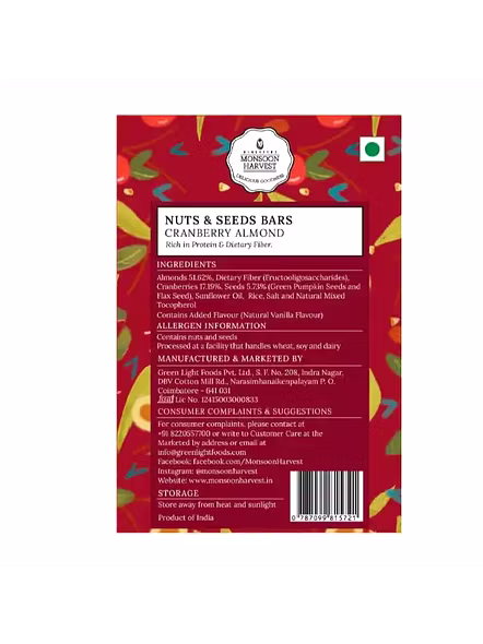 Monsoon Harvest Cranberry N Almond Energy Bar (30 G)-3
