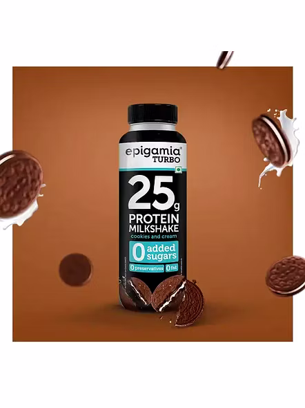 Epigamia Turbo 25G Protien Milkshake Cookies &amp; Cream (250 Ml)-1
