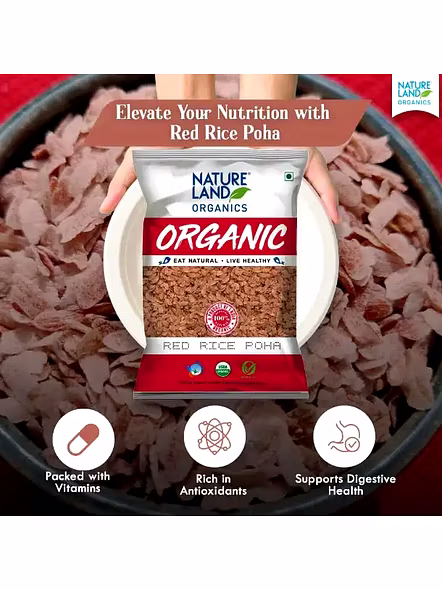 Nature Land Organic Red Rice Poha (500 G)-3