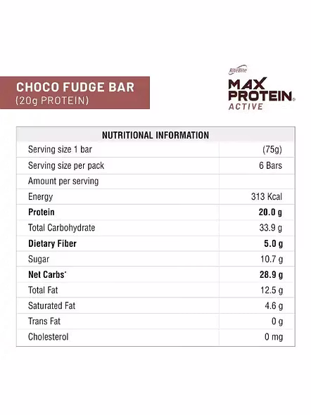 Rite Bite Max Protein Choco Fudge Bar 20G Protein (75 G)-1