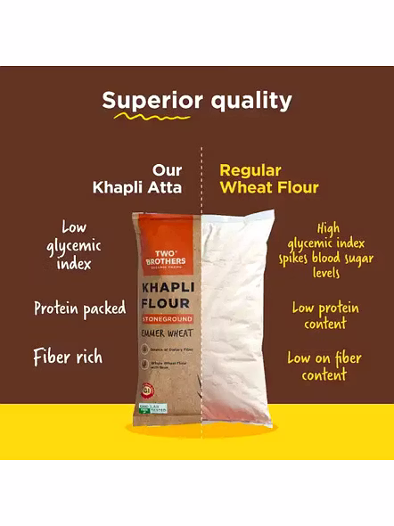 Two Brothers Khapli Wheat Atta (1 Kg)-3